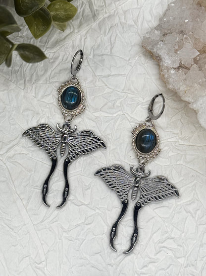 Magical Moth Labradorit Ohrringe | Gold & Silber | Edelstahl