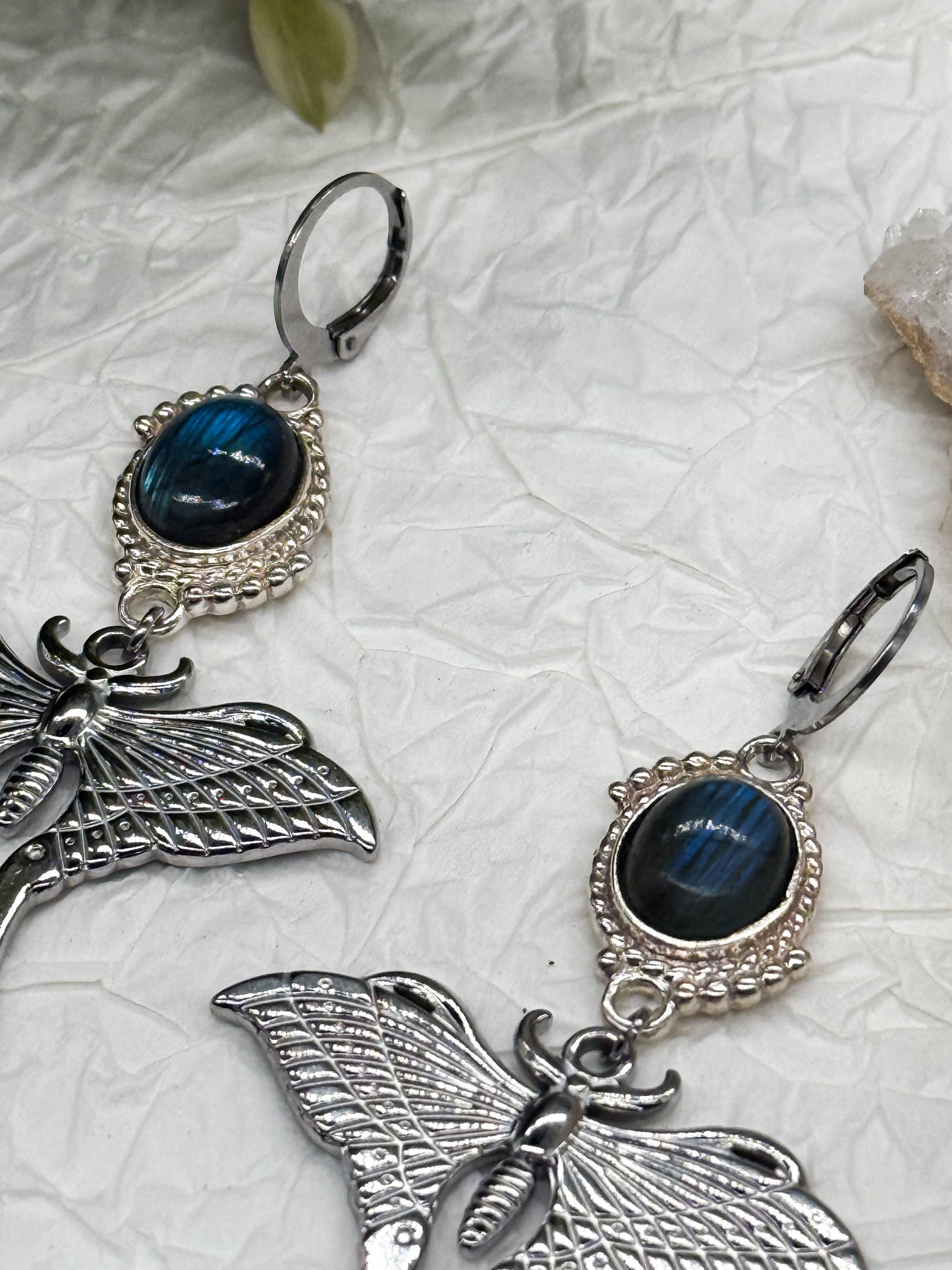 Magical Moth Labradorit Ohrringe | Gold & Silber | Edelstahl