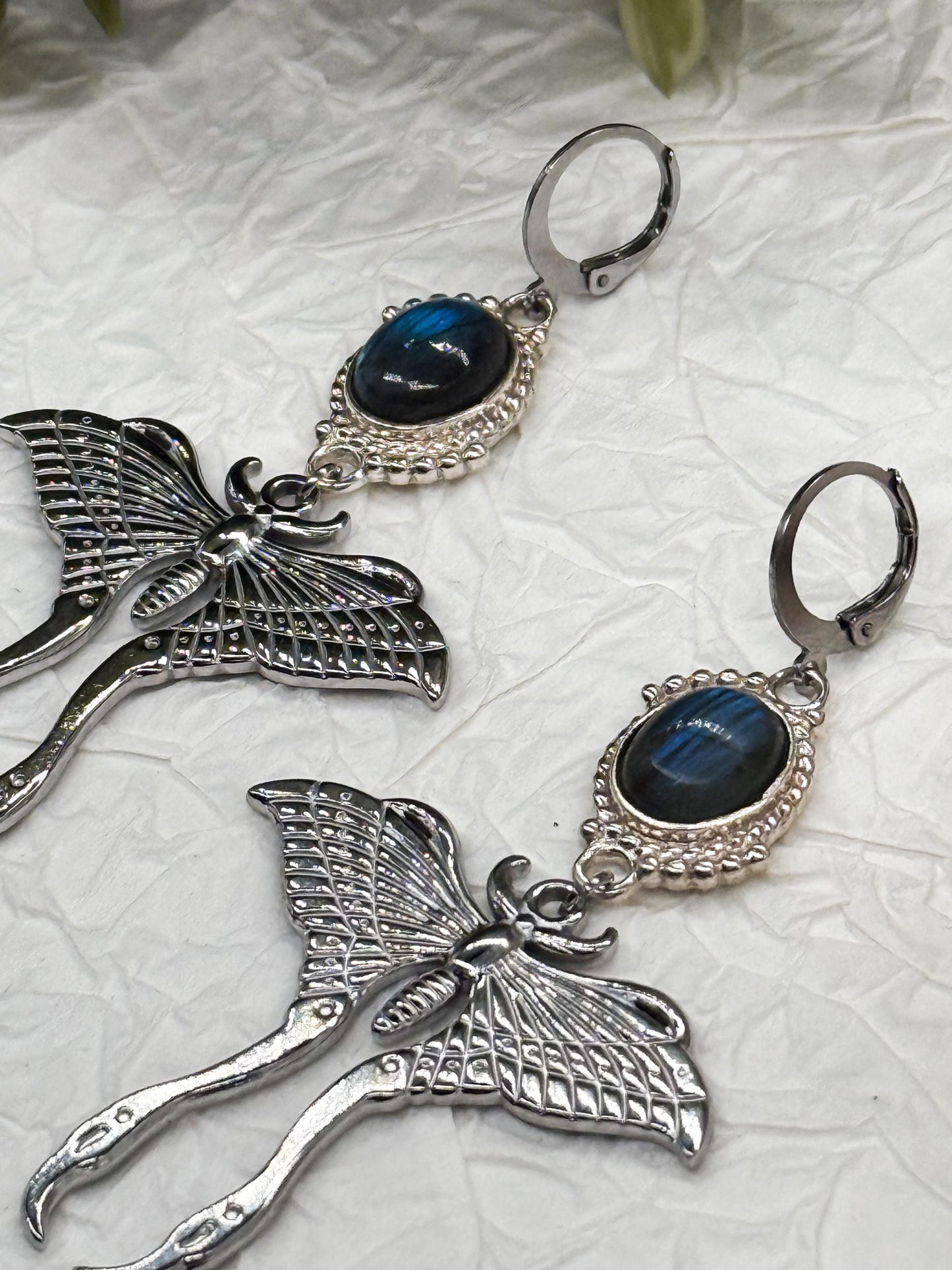 Magical Moth Labradorit Ohrringe | Gold & Silber | Edelstahl
