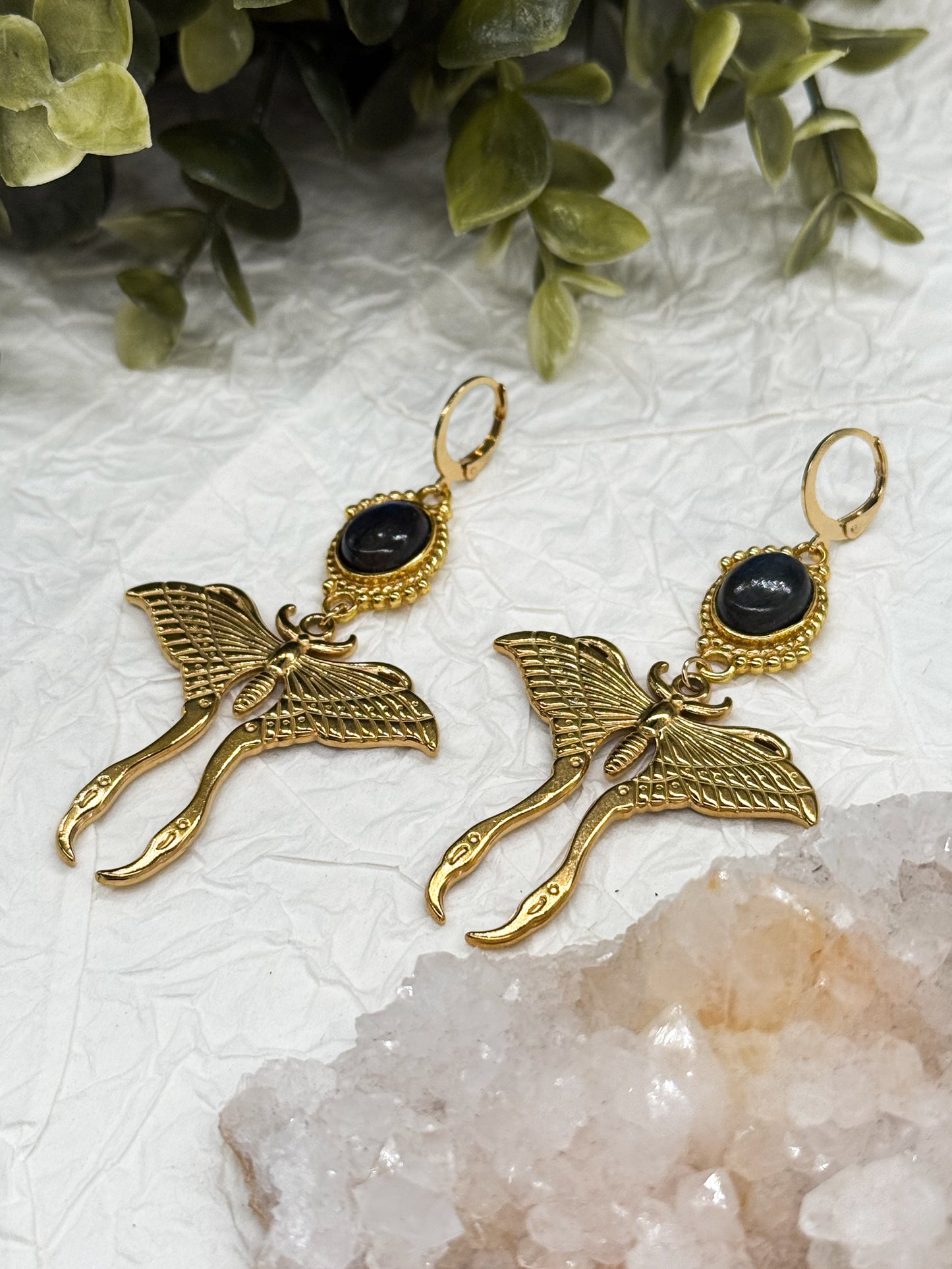 Magical Moth Labradorit Ohrringe | Gold & Silber | Edelstahl