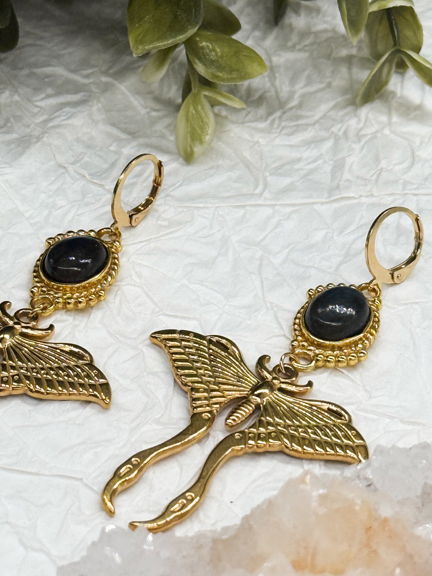 Magical Moth Labradorit Ohrringe | Gold & Silber | Edelstahl