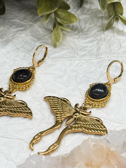 Magical Moth Labradorit Ohrringe | Gold & Silber | Edelstahl