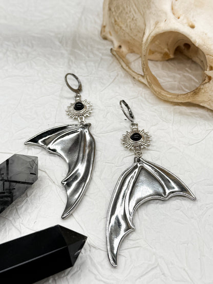 Magical Bat wings Obsidian Ohrringe | Gold & Silber | Edelstahl