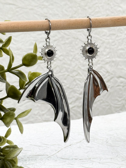 Magical Bat wings Obsidian Ohrringe | Gold & Silber | Edelstahl