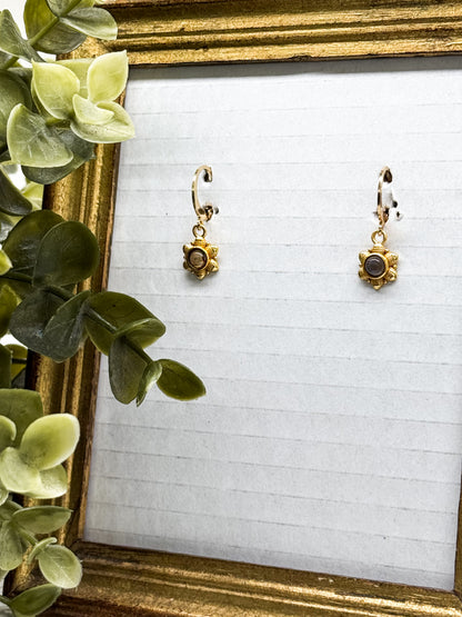 Mini Blumen Labradorit Ohrringe | Gold & Silber | Edelstahl