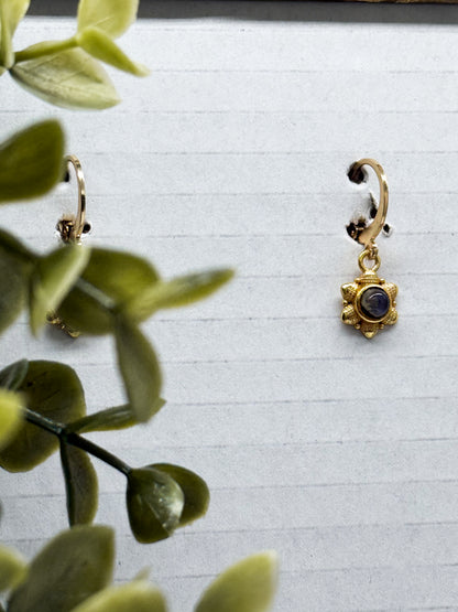 Mini Blumen Labradorit Ohrringe | Gold & Silber | Edelstahl