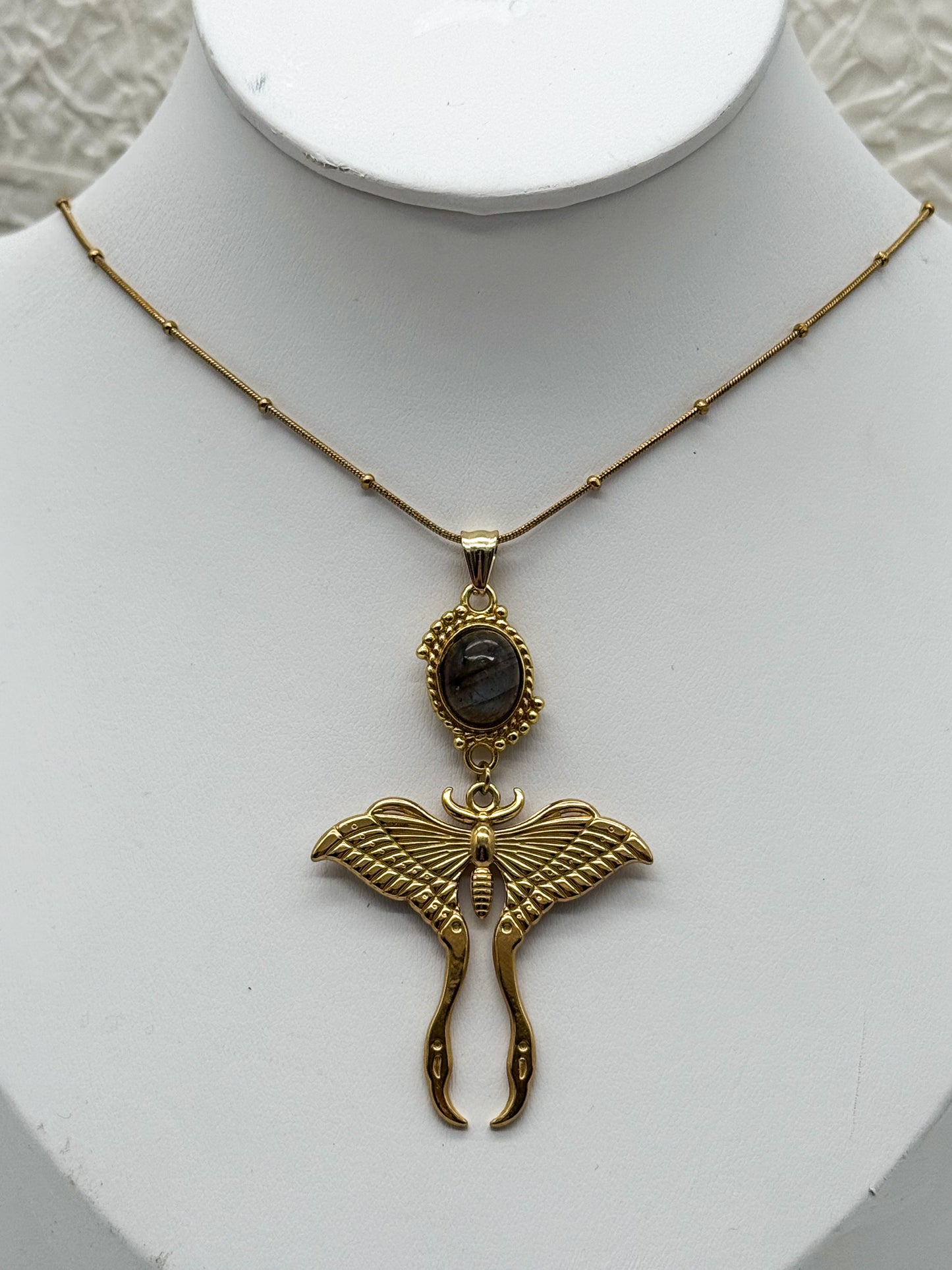 Magical Moth Labradorit Kette | Gold und Silber | Edelstahl