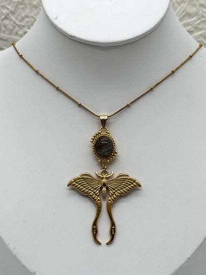 Magical Moth Labradorit Kette | Gold und Silber | Edelstahl