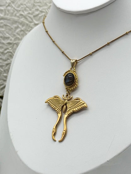 Magical Moth Labradorit Kette | Gold und Silber | Edelstahl