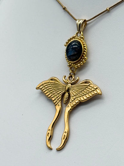 Magical Moth Labradorit Kette | Gold und Silber | Edelstahl