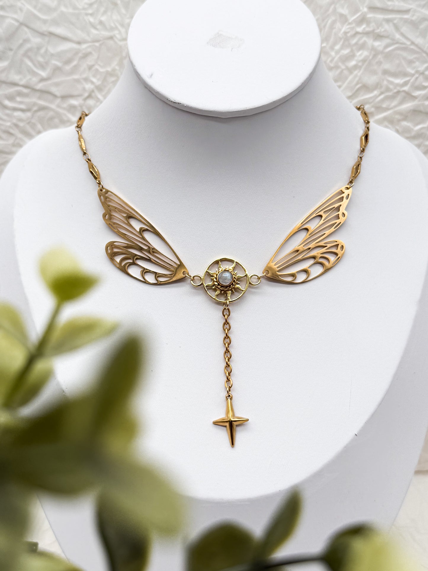 Magical fairy wings Mondstein Kette | Gold und Silber | Edelstahl