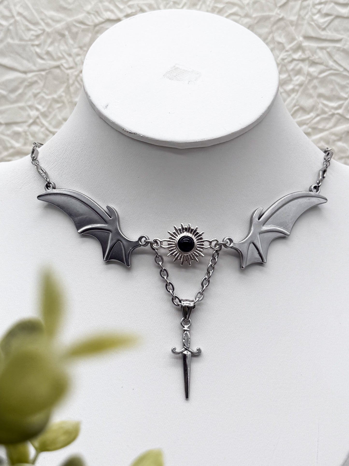 Magical Bat wings Obsidian Kette | Gold und Silber | Edelstahl
