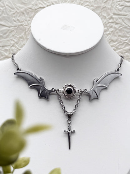 Magical Bat wings Obsidian Kette | Gold und Silber | Edelstahl