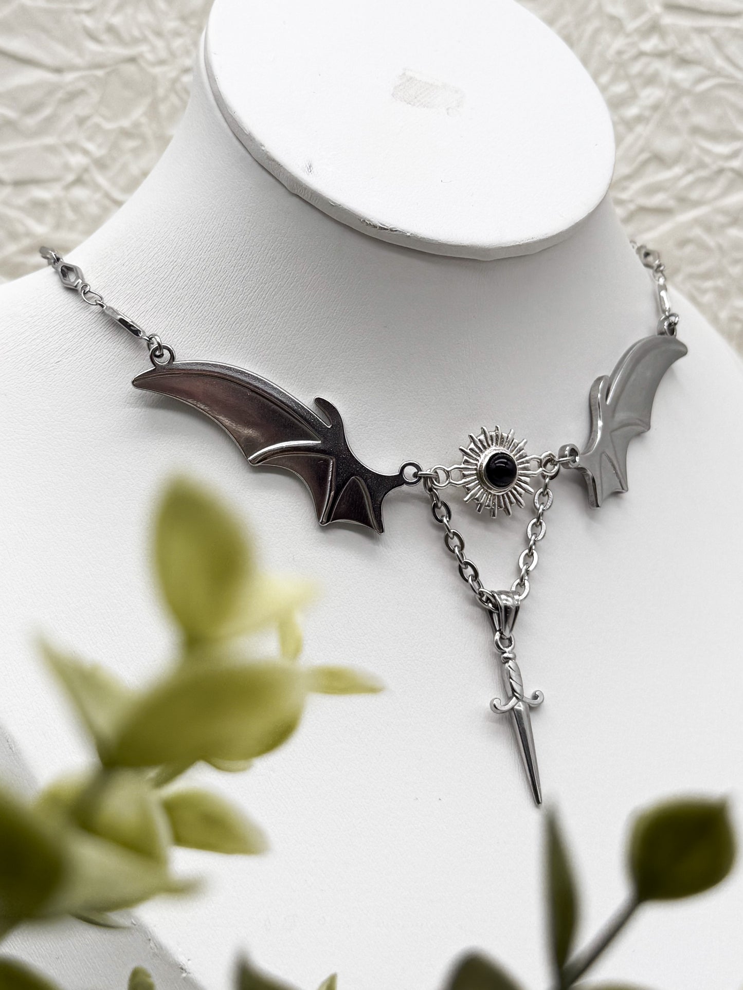 Magical Bat wings Obsidian Kette | Gold und Silber | Edelstahl