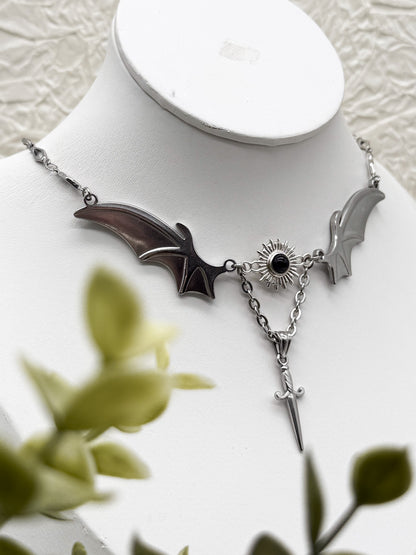 Magical Bat wings Obsidian Kette | Gold und Silber | Edelstahl