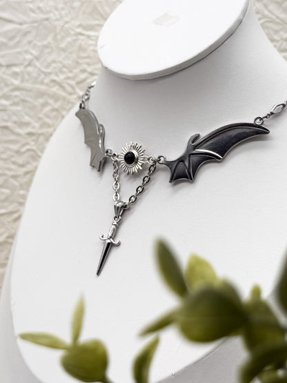Magical Bat wings Obsidian Kette | Gold und Silber | Edelstahl
