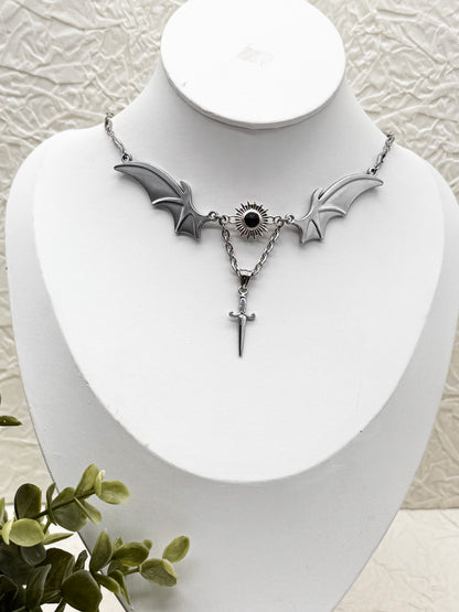 Magical Bat wings Obsidian Kette | Gold und Silber | Edelstahl