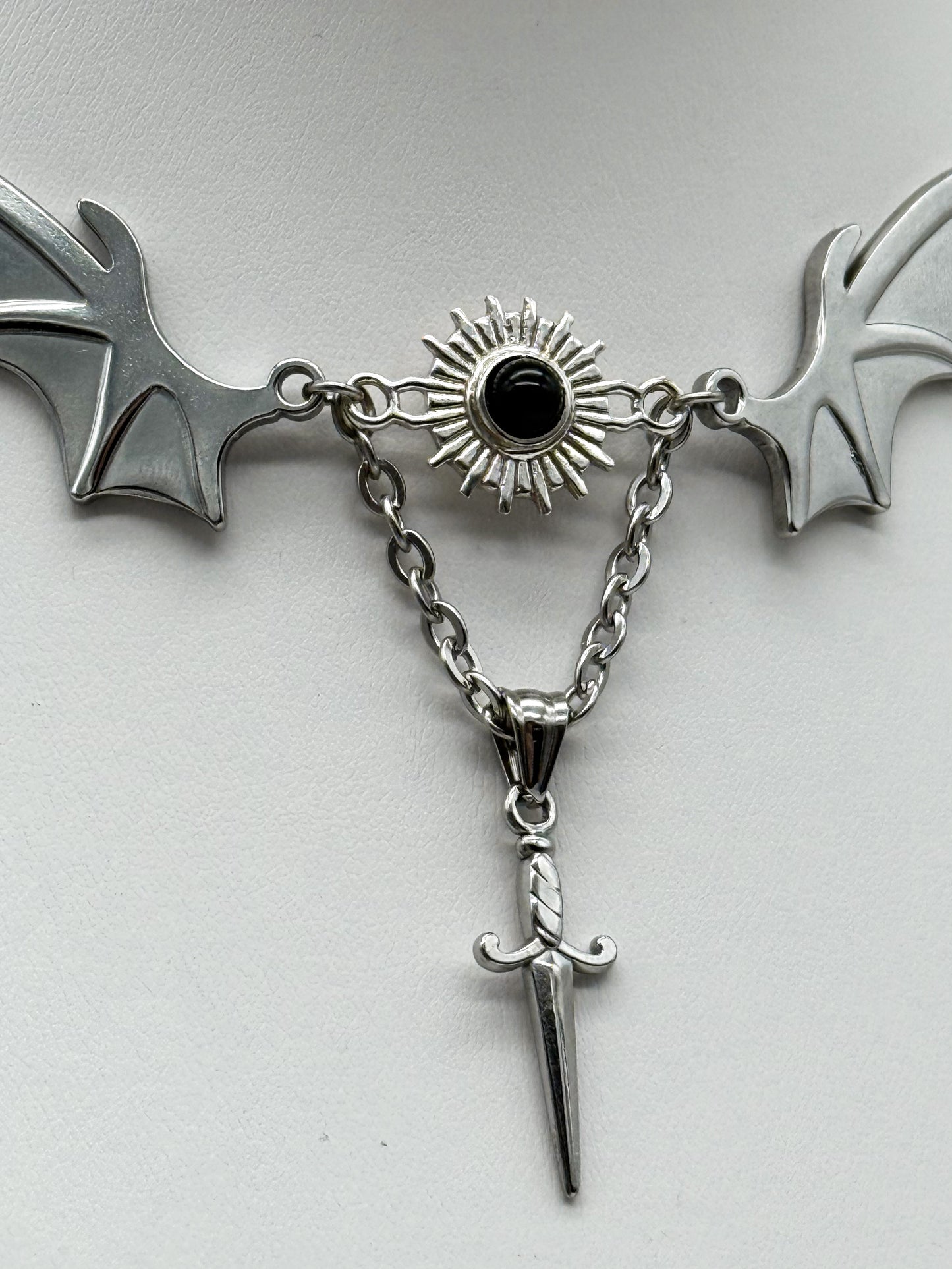 Magical Bat wings Obsidian Kette | Gold und Silber | Edelstahl