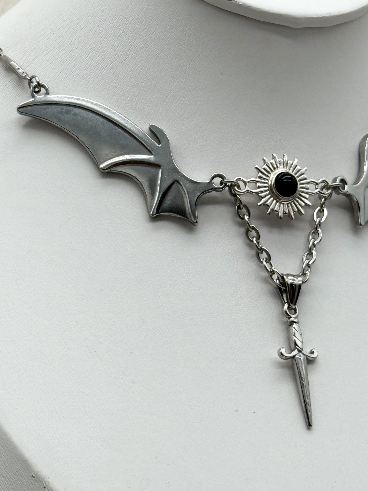 Magical Bat wings Obsidian Kette | Gold und Silber | Edelstahl