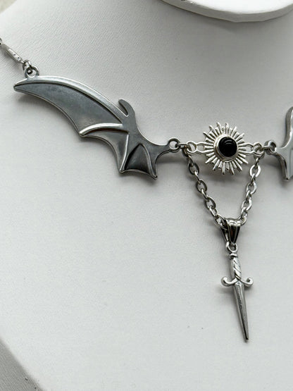 Magical Bat wings Obsidian Kette | Gold und Silber | Edelstahl