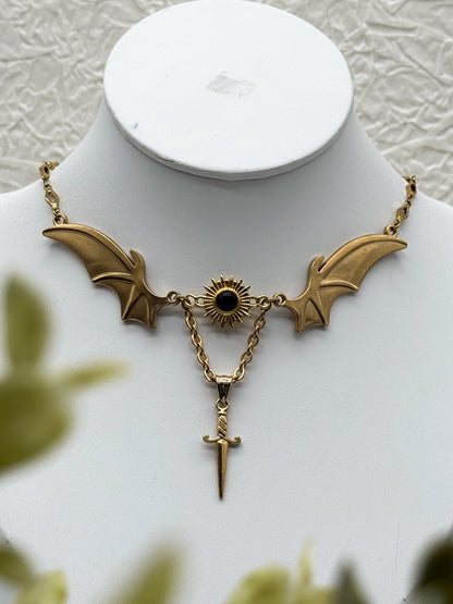 Magical Bat wings Obsidian Kette | Gold und Silber | Edelstahl
