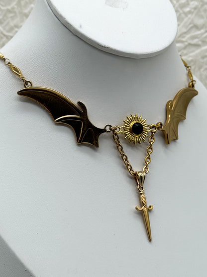 Magical Bat wings Obsidian Kette | Gold und Silber | Edelstahl