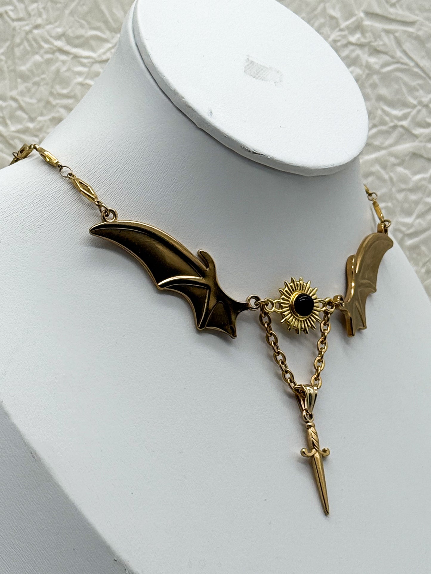 Magical Bat wings Obsidian Kette | Gold und Silber | Edelstahl