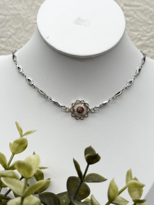 Schlichter Sonnenstein Choker | Gold und Silber | Edelstahl