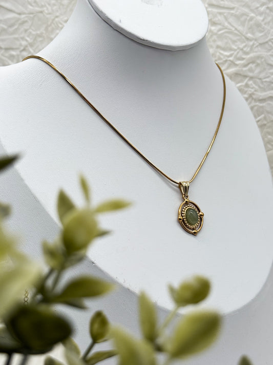 Elegante Naturkette mit Aventurin | Gold und Silber | Edelstahl