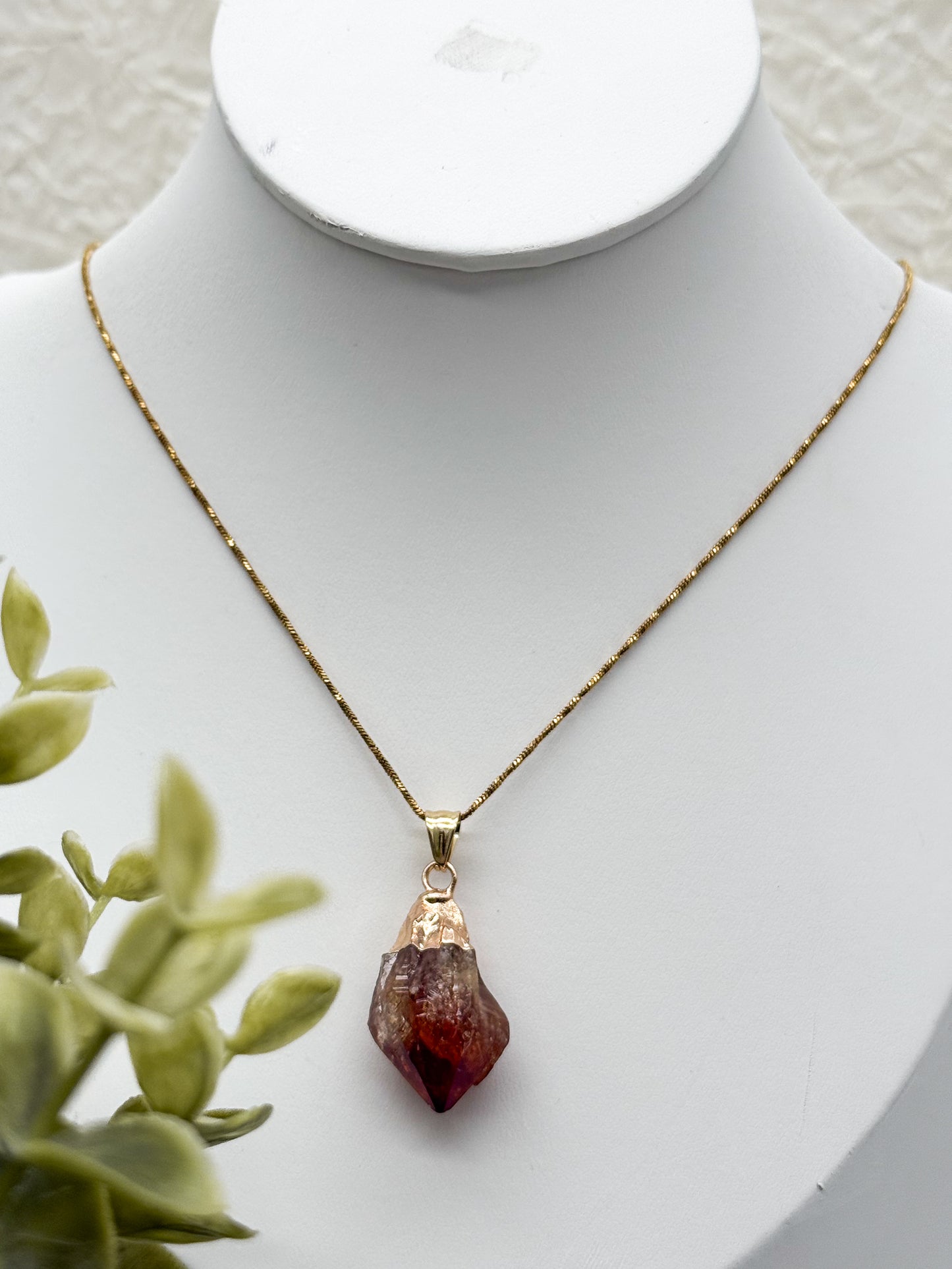 Elegante Citrin Kette | Gold und Silber | Edelstahl