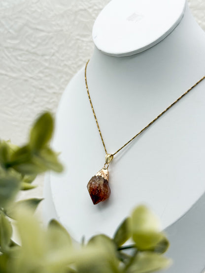 Elegante Citrin Kette | Gold und Silber | Edelstahl