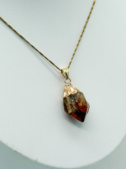 Elegante Citrin Kette | Gold und Silber | Edelstahl