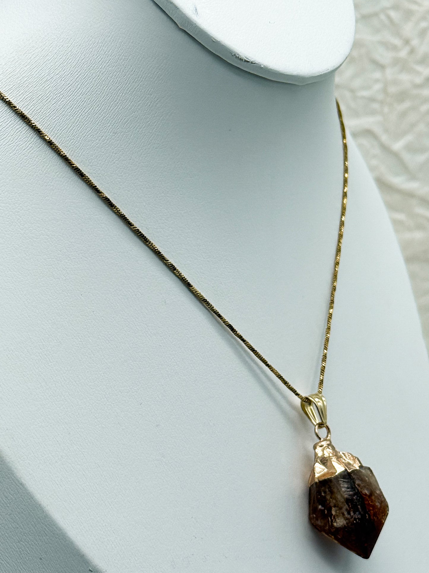 Elegante Citrin Kette | Gold und Silber | Edelstahl