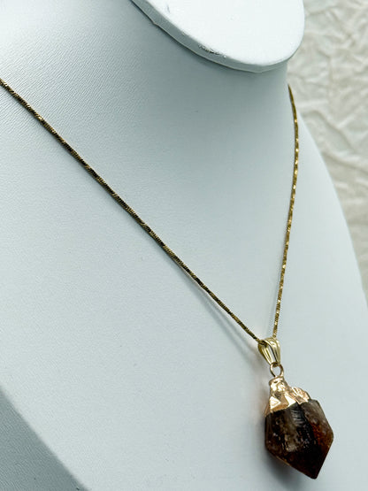 Elegante Citrin Kette | Gold und Silber | Edelstahl