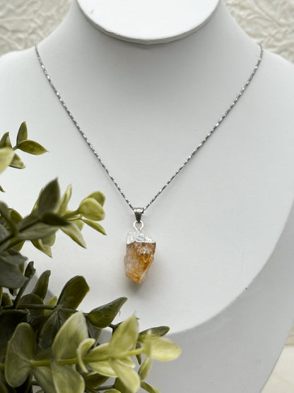 Elegante Citrin Kette | Gold und Silber | Edelstahl