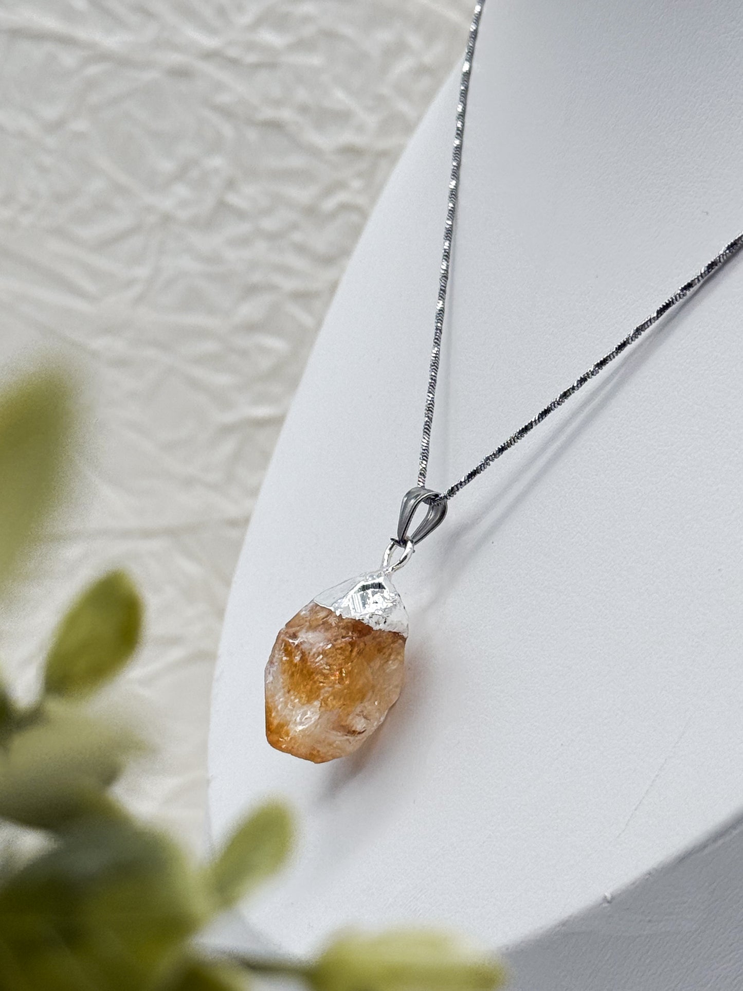 Elegante Citrin Kette | Gold und Silber | Edelstahl