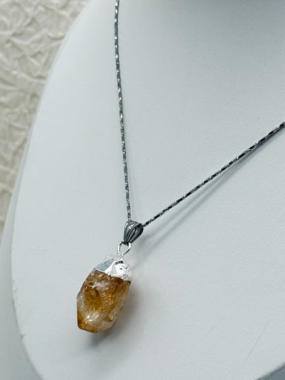 Elegante Citrin Kette | Gold und Silber | Edelstahl