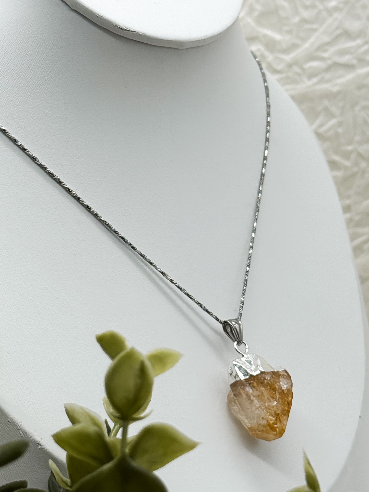 Elegante Citrin Kette | Gold und Silber | Edelstahl