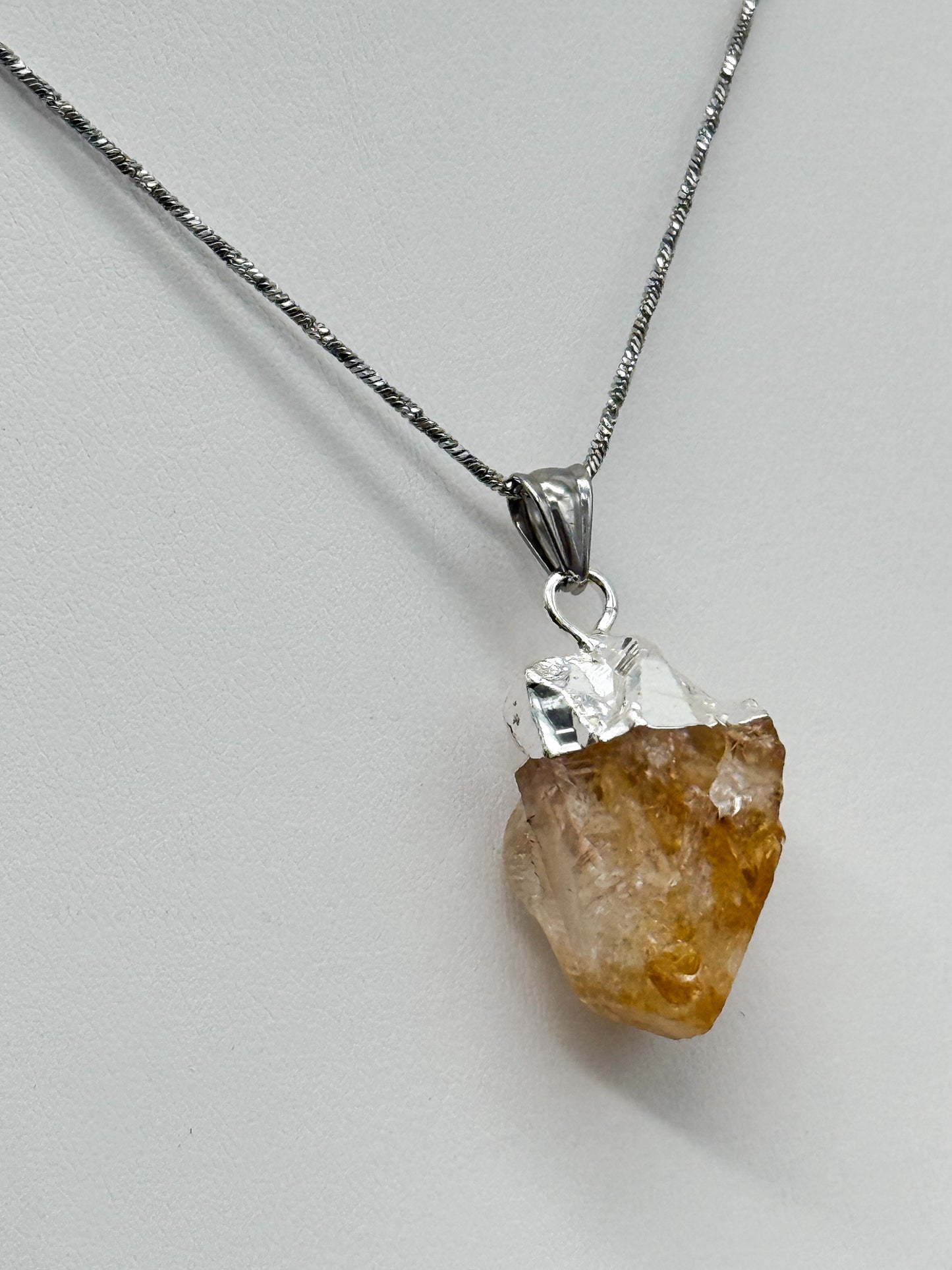 Elegante Citrin Kette | Gold und Silber | Edelstahl