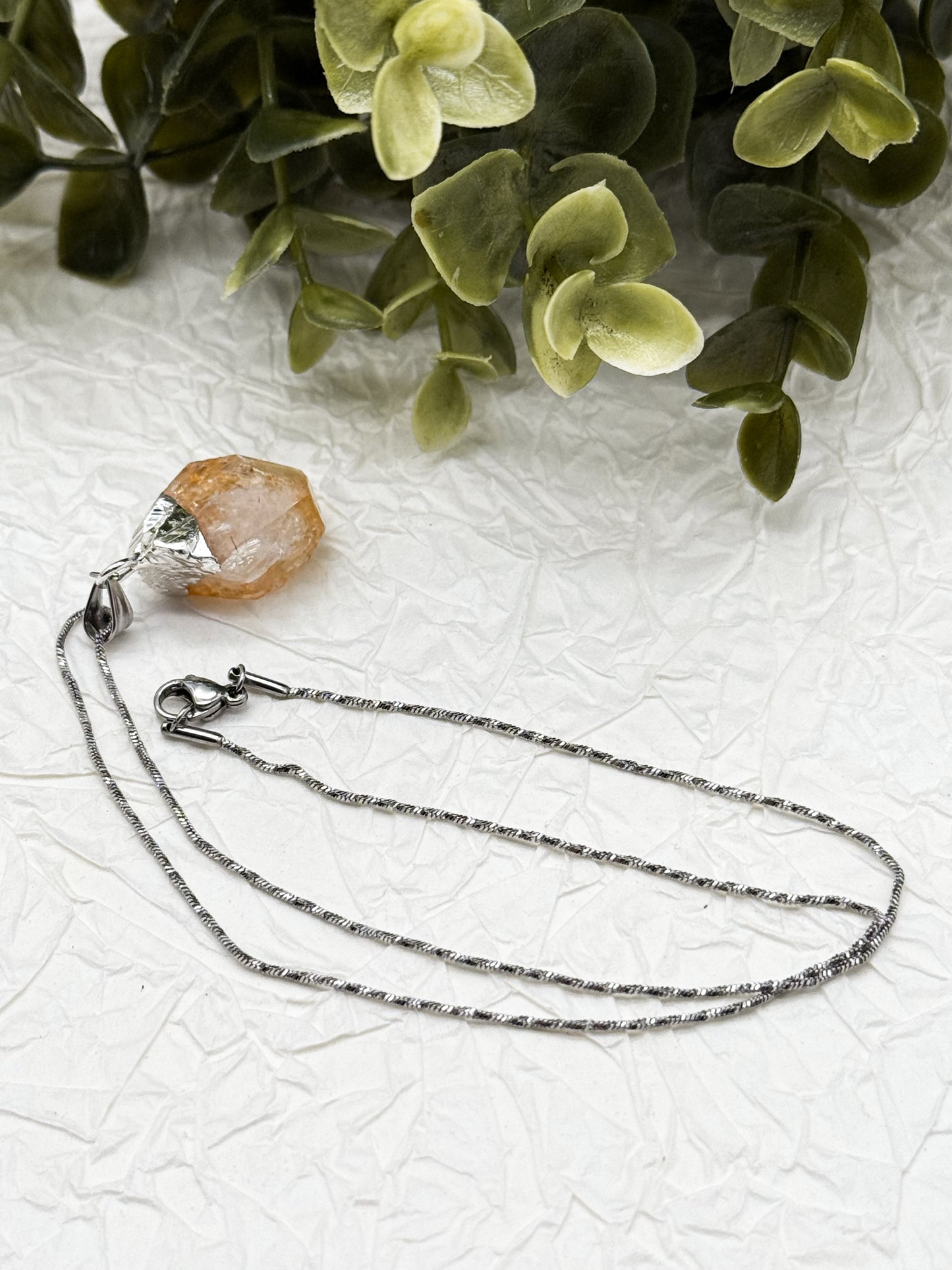 Elegante Citrin Kette | Gold und Silber | Edelstahl