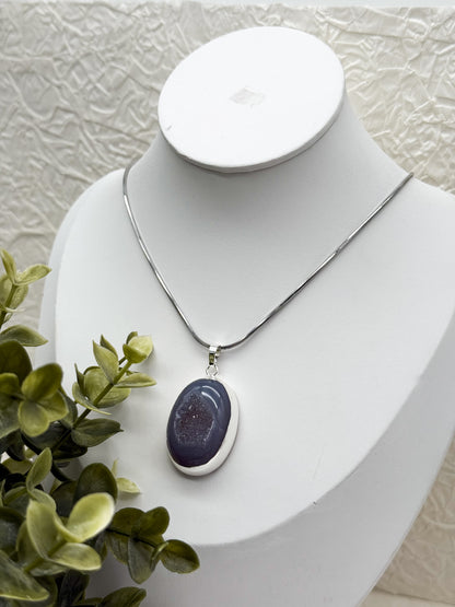 Königliche Druzy Achat Kette | Gold und Silber | Edelstahl