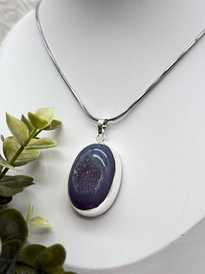 Königliche Druzy Achat Kette | Gold und Silber | Edelstahl