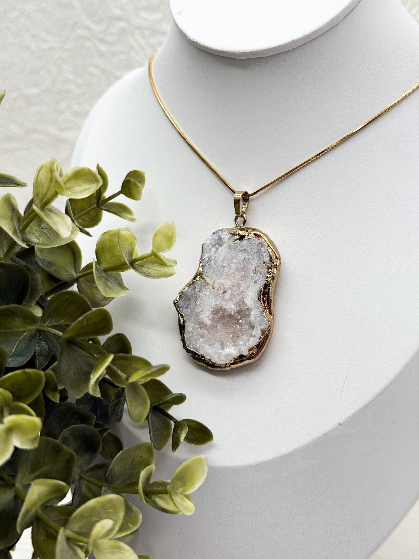Königliche Druzy Achat Kette | Gold und Silber | Edelstahl