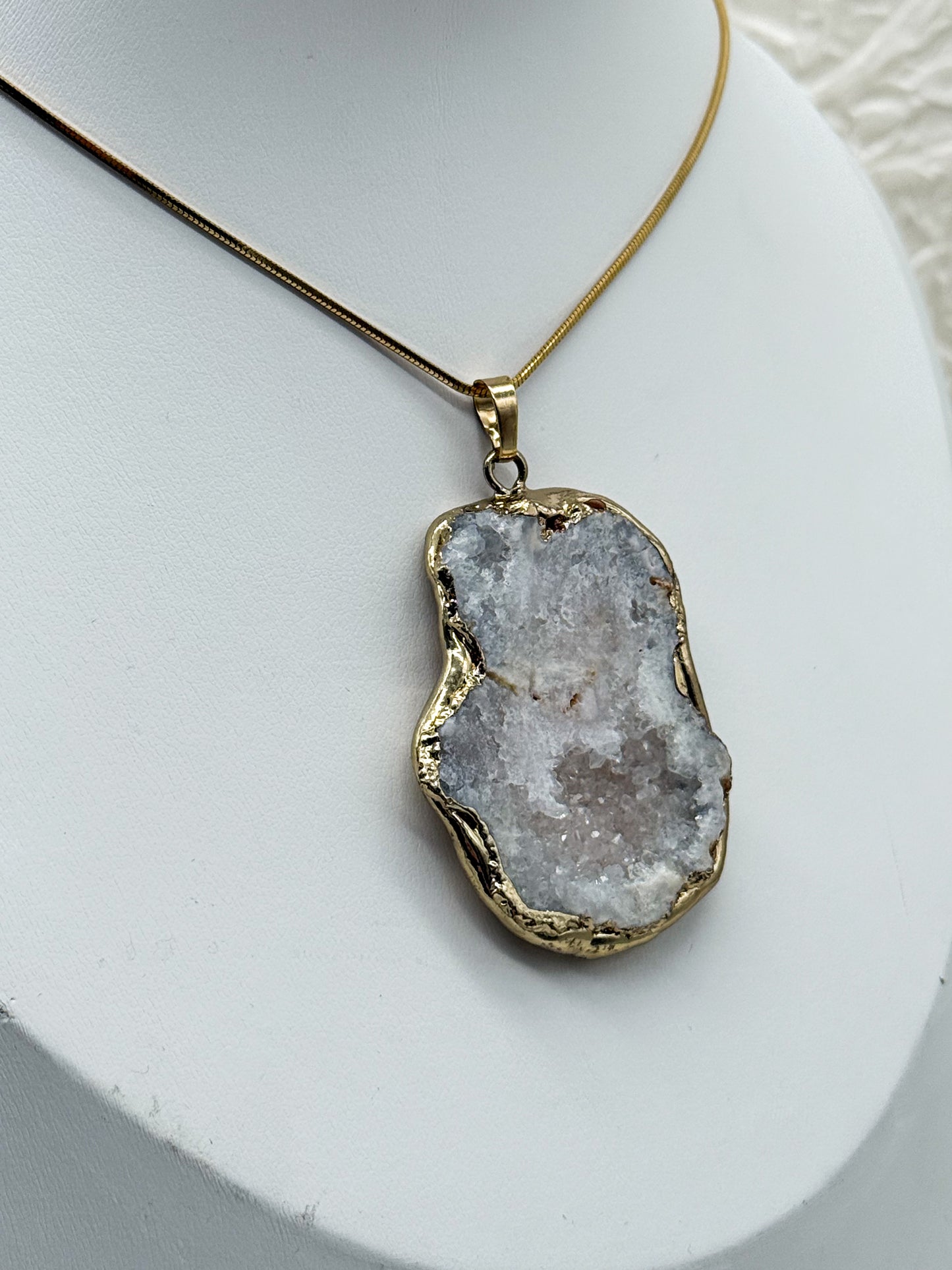 Königliche Druzy Achat Kette | Gold und Silber | Edelstahl