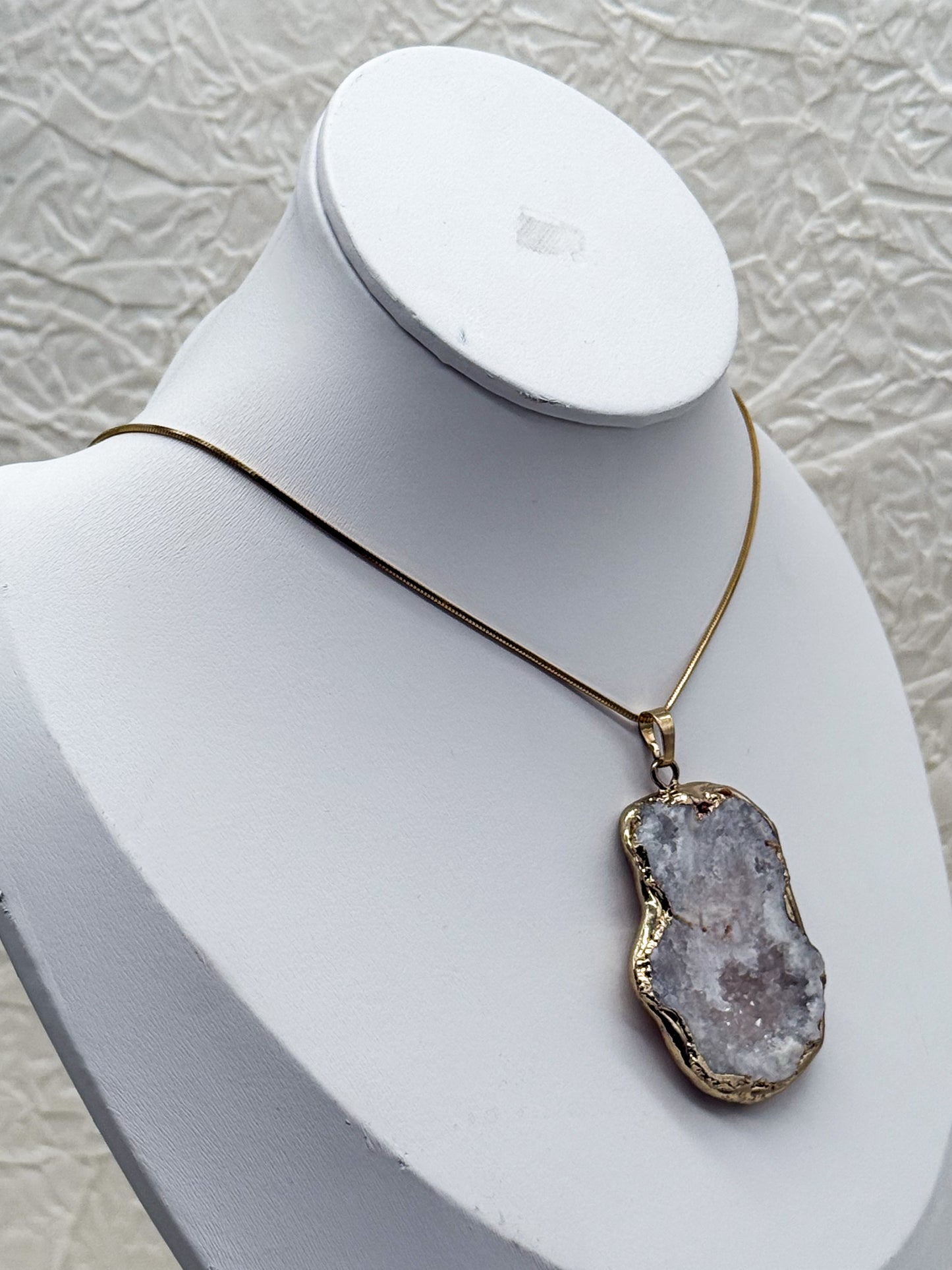 Königliche Druzy Achat Kette | Gold und Silber | Edelstahl