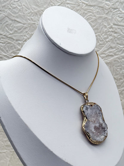 Königliche Druzy Achat Kette | Gold und Silber | Edelstahl