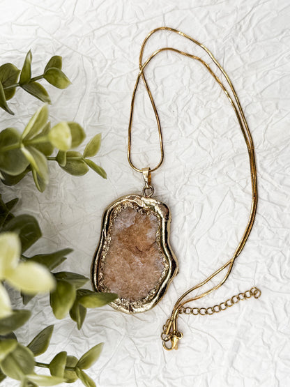 Königliche Druzy Achat Kette | Gold und Silber | Edelstahl