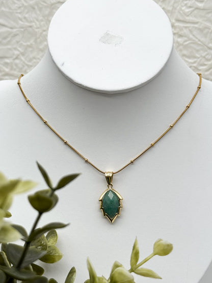 Aventurin Blätter-Kette | Gold und Silber | Edelstahl