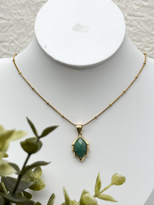 Aventurin Blätter-Kette | Gold und Silber | Edelstahl