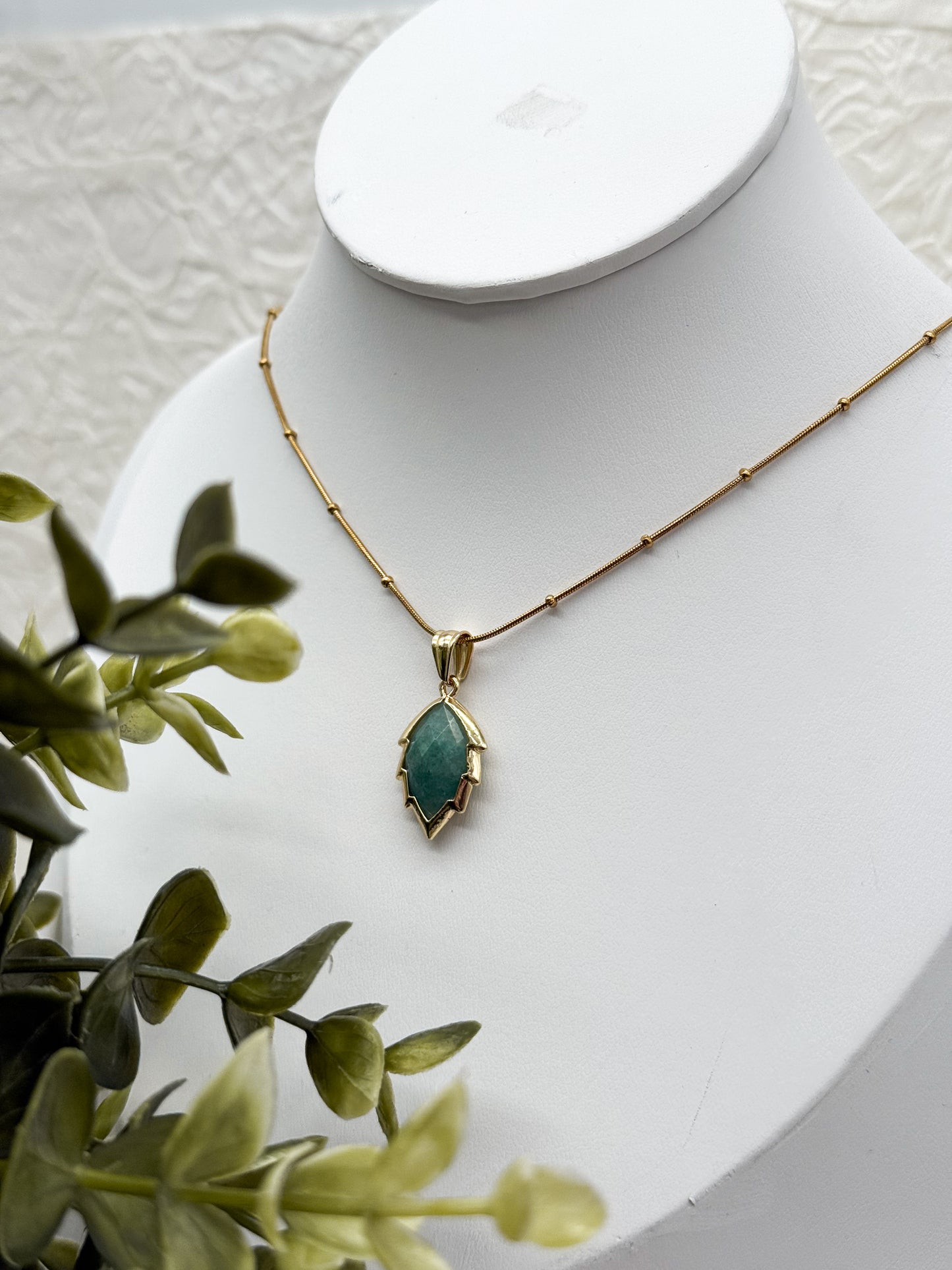 Aventurin Blätter-Kette | Gold und Silber | Edelstahl